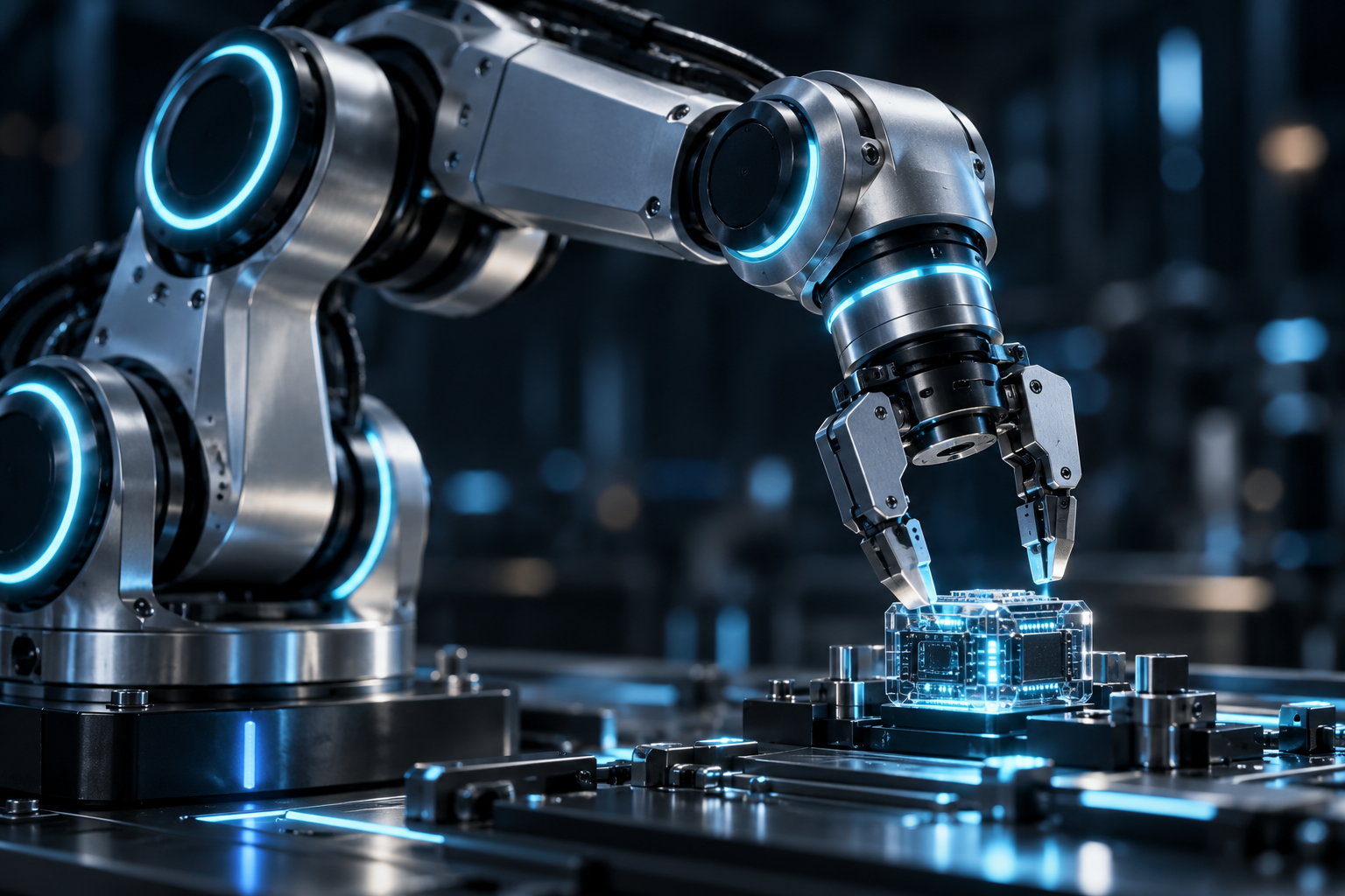 Präzisionsroboter in einer digital vernetzten Produktionsumgebung